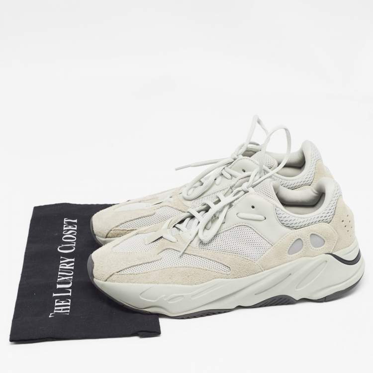 Pre Owned Yeezy x Adidas Grey Knit Fabric and Suede Boost 700 Salt Sneakers Size 46