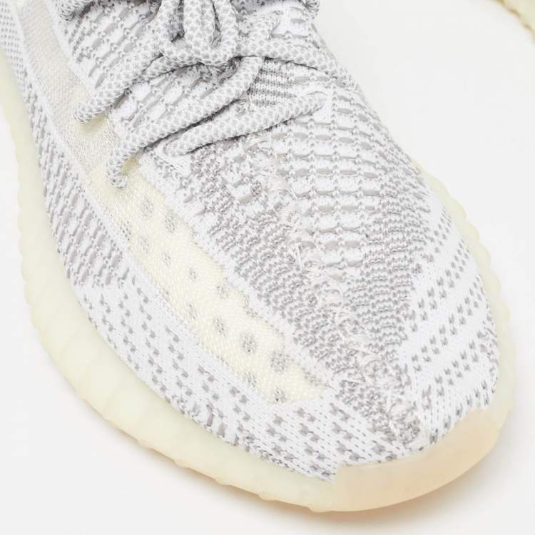 Pre Owned Yeezy x Adidas White/Grey Knit Fabric Boost 350 V2 Static (Non Reflective) Sneakers Size 46