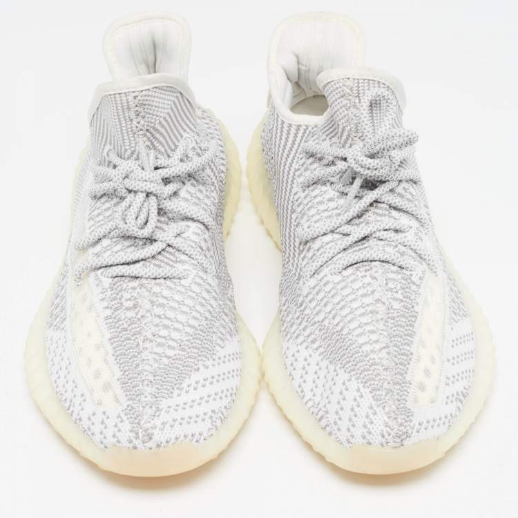 Pre Owned Yeezy x Adidas White/Grey Knit Fabric Boost 350 V2 Static (Non Reflective) Sneakers Size 46