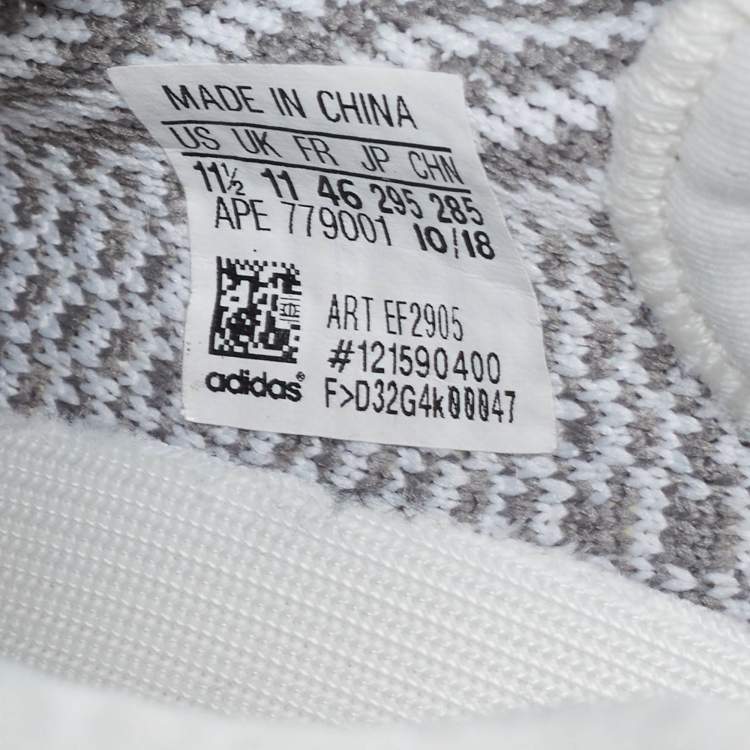 Pre Owned Yeezy x Adidas White/Grey Knit Fabric Boost 350 V2 Static (Non Reflective) Sneakers Size 46