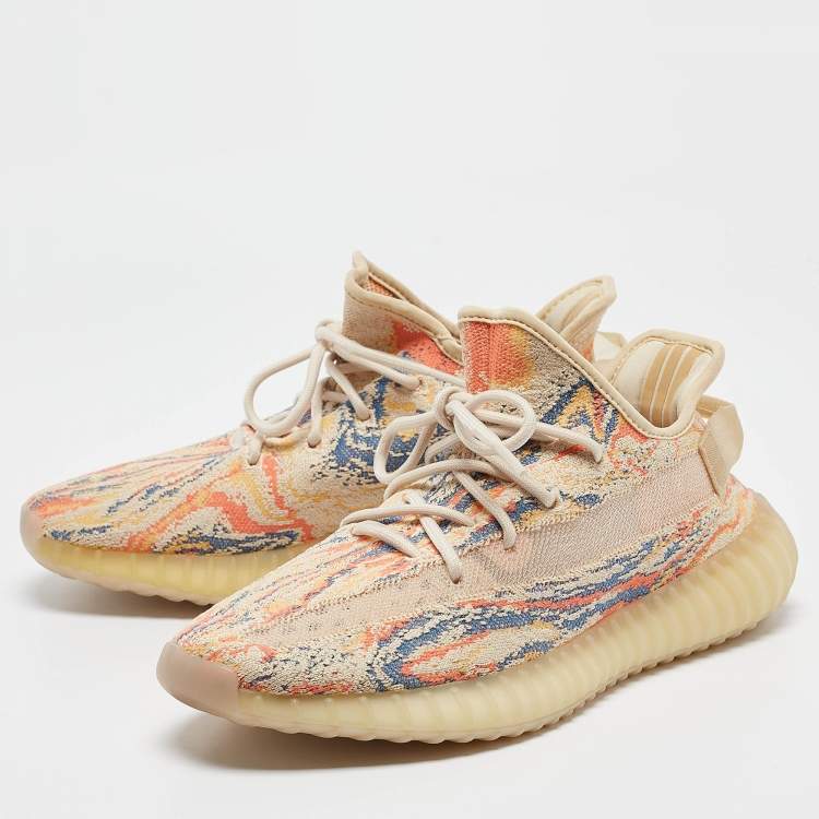 Pre Owned Yeezy x Adidas Multicolor Knit Fabric Boost 350 V2 MX Oat Sneakers Size 42 2/3