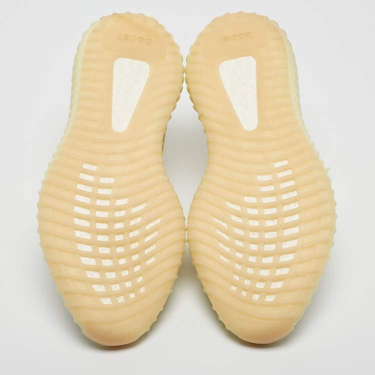 Pre Owned Yeezy x Adidas Light Yellow Knit Fabric Boost 350 V2 Butter Sneakers Size 46
