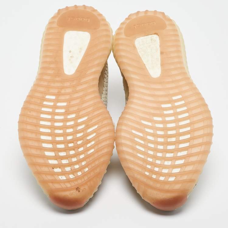 Pre Owned Yeezy x Adidas Pale Green Knit Fabric Boost 350 V2 Citrin (Non Reflective) Sneakers Size 46