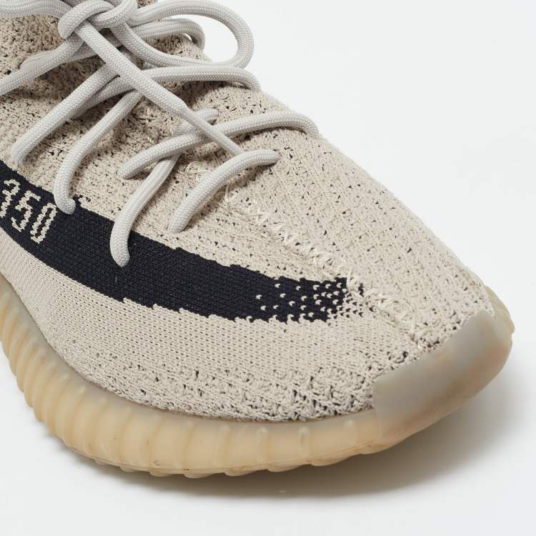 Pre Owned Yeezy x Adidas Grey/Black Knit Fabric Boost 350 V2 Slate Sneakers Size 46