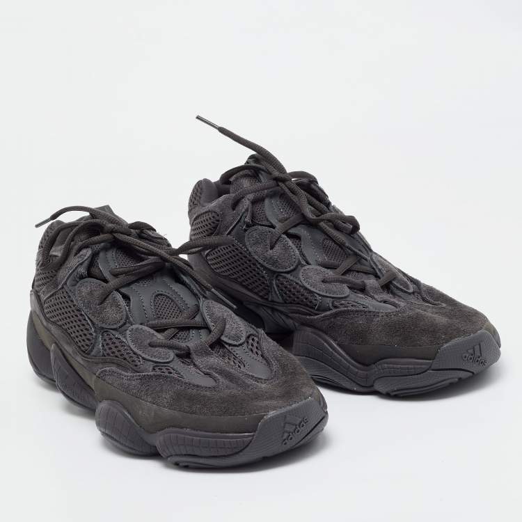 Pre Owned Yeezy x Adidas Black Suede and Mesh 500 Utility Sneakers Size 46