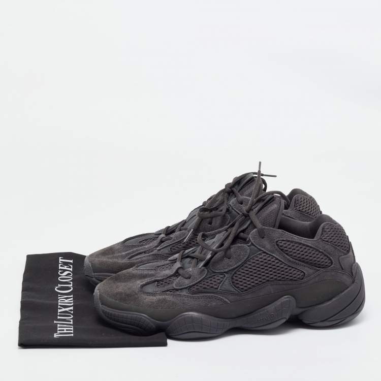 Pre Owned Yeezy x Adidas Black Suede and Mesh 500 Utility Sneakers Size 46