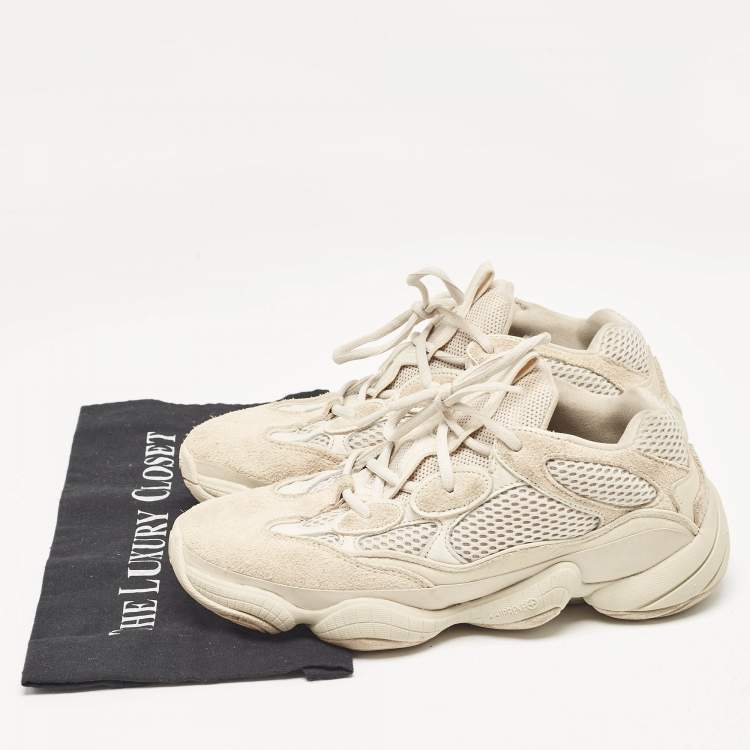 Pre Owned Yeezy x Adidas Grey Mesh and Suede Yeezy 500 Lace Up Sneakers 41 1/3