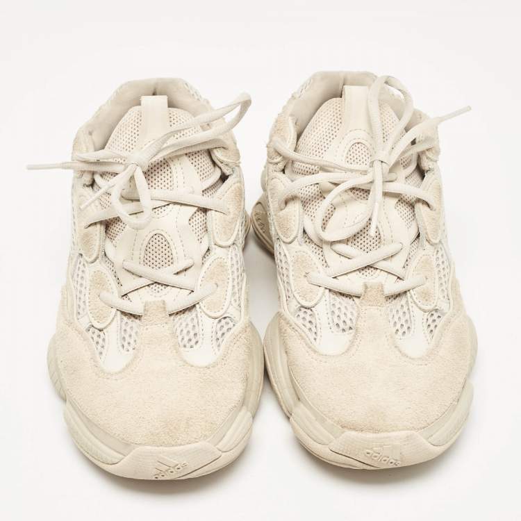 Pre Owned Yeezy x Adidas Grey Mesh and Suede Yeezy 500 Lace Up Sneakers 41 1/3