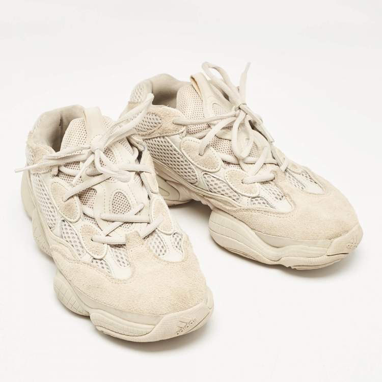 Pre Owned Yeezy x Adidas Grey Mesh and Suede Yeezy 500 Lace Up Sneakers 41 1/3