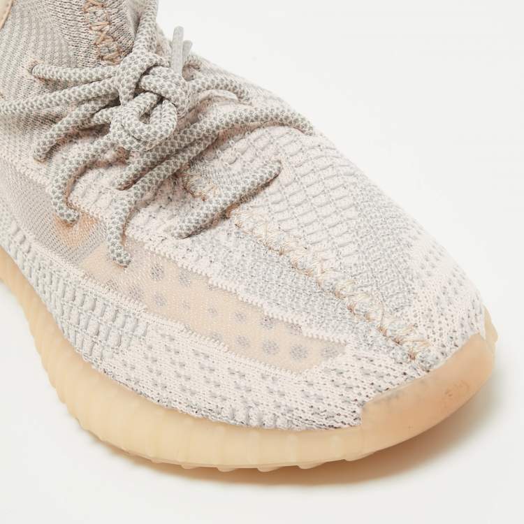 Pre Owned Yeezy x Adidas Pink Knit Fabric Boost 350 V2 Synth (Non Reflective) Sneakers Size 46