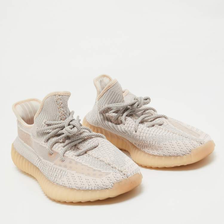 Pre Owned Yeezy x Adidas Pink Knit Fabric Boost 350 V2 Synth (Non Reflective) Sneakers Size 46