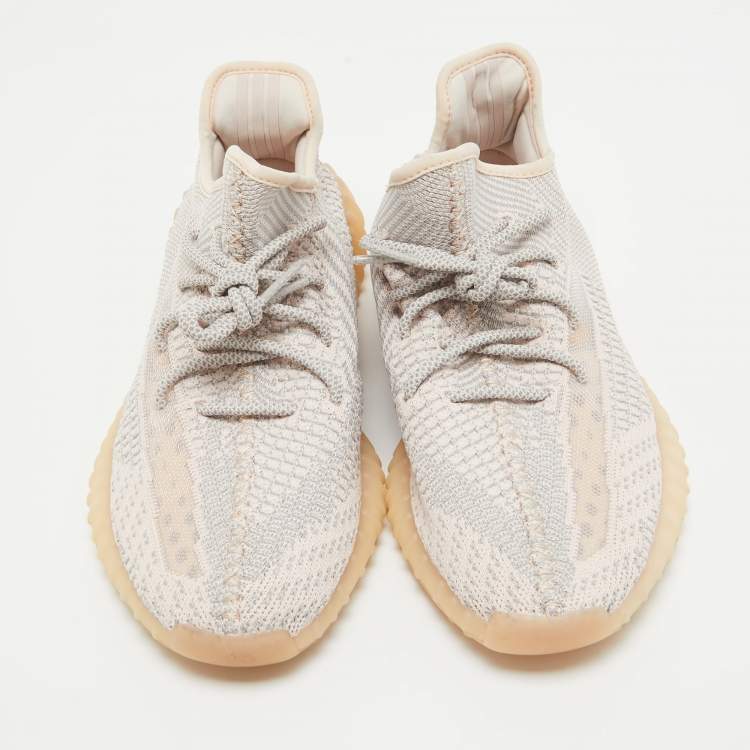 Pre Owned Yeezy x Adidas Pink Knit Fabric Boost 350 V2 Synth (Non Reflective) Sneakers Size 46