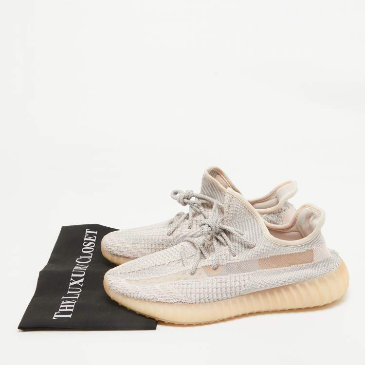 Pre Owned Yeezy x Adidas Pink Knit Fabric Boost 350 V2 Synth (Non Reflective) Sneakers Size 46