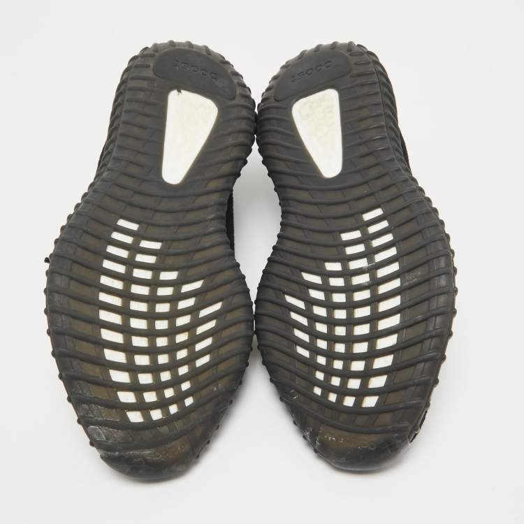 Pre Owned Yeezy x Adidas Black Knit Fabric Boost 350 V2 Bred Sneakers Size 44 2/3
