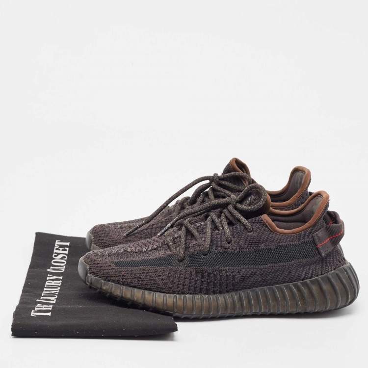 Pre Owned Yeezy x Adidas Black Knit Fabric Boost 350 V2 Black (Non-Reflective) Sneakers Size 38 2/3