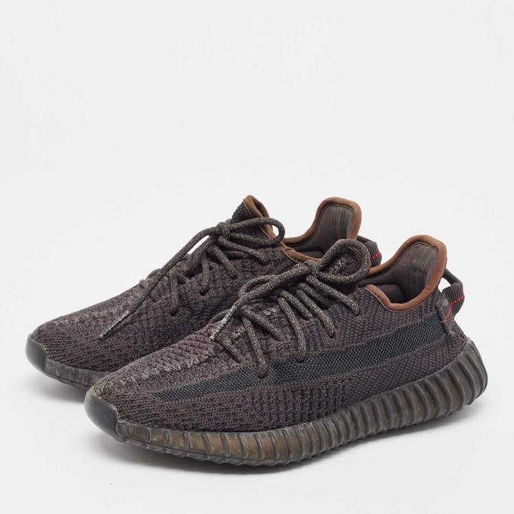 Pre Owned Yeezy x Adidas Black Knit Fabric Boost 350 V2 Black (Non-Reflective) Sneakers Size 38 2/3