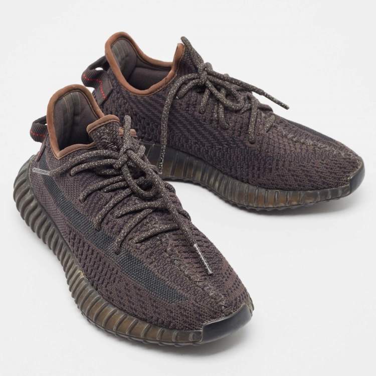 Pre Owned Yeezy x Adidas Black Knit Fabric Boost 350 V2 Black (Non-Reflective) Sneakers Size 38 2/3