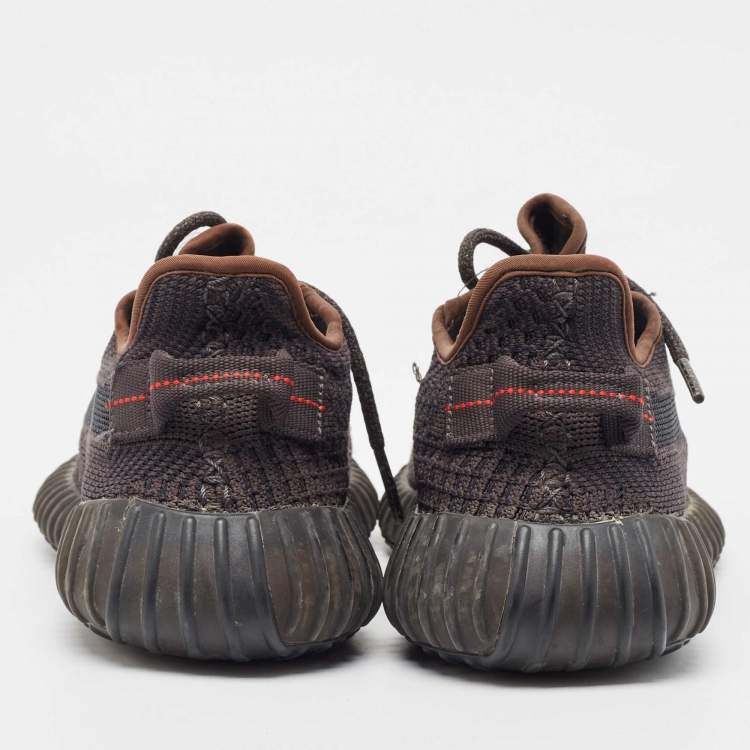 Pre Owned Yeezy x Adidas Black Knit Fabric Boost 350 V2 Black (Non-Reflective) Sneakers Size 38 2/3