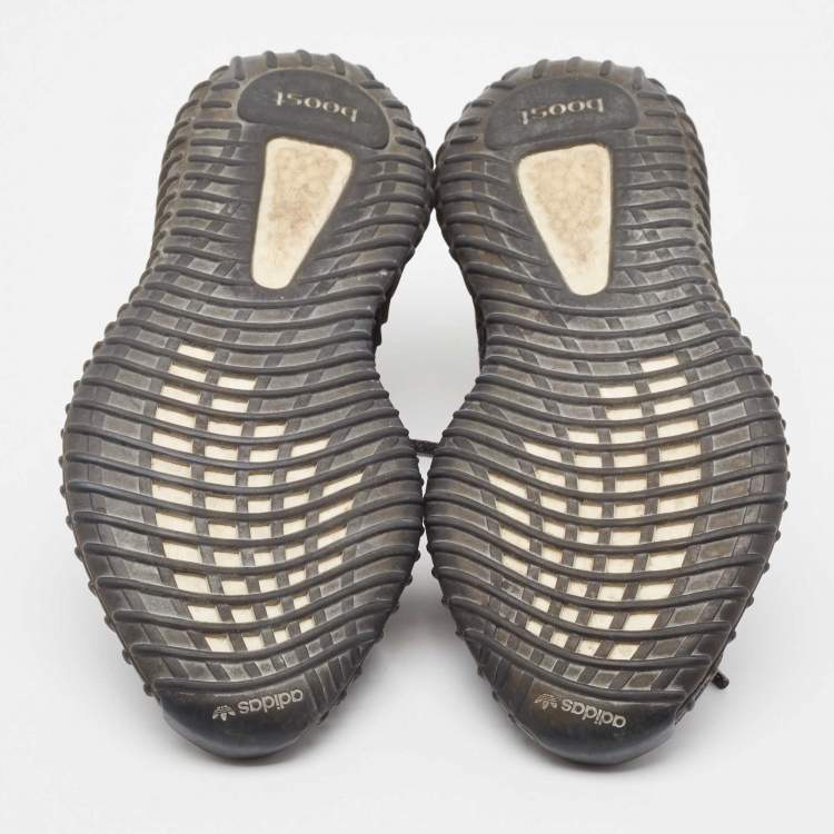 Pre Owned Yeezy x Adidas Black Knit Fabric Boost 350 V2 Black (Non-Reflective) Sneakers Size 38 2/3