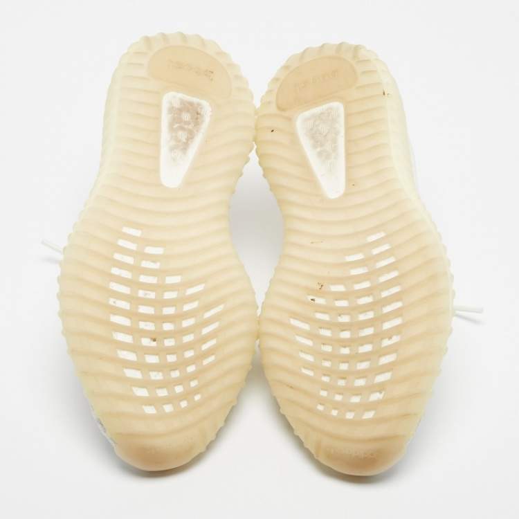 Pre Owned Yeezy x Adidas White Knit Fabric Boost 350 V2 Cream Sneakers Size 41 1/3