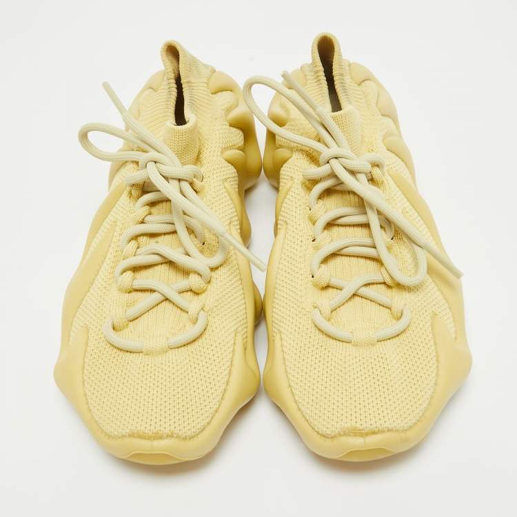 Pre Owned Yeezy x Adidas Green Knit Fabric 450 Sulfur Sneakers Size 38 2/3