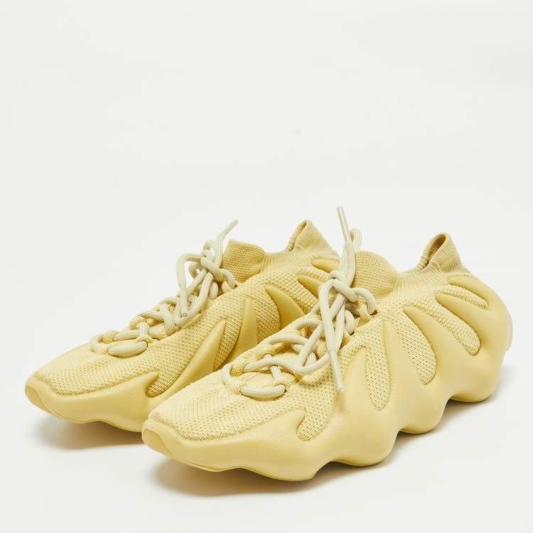 Pre Owned Yeezy x Adidas Green Knit Fabric 450 Sulfur Sneakers Size 38 2/3