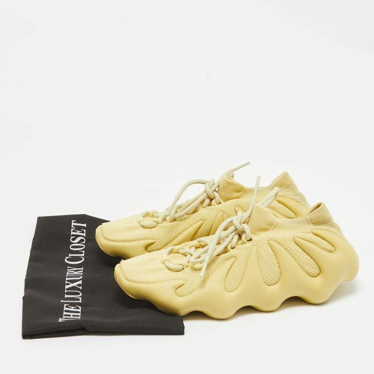 Pre Owned Yeezy x Adidas Green Knit Fabric 450 Sulfur Sneakers Size 38 2/3