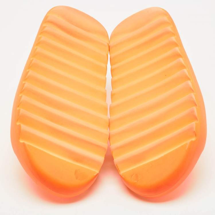 Pre Owned Yeezy x Adidas Orange Rubber Slide Sandals Size 46