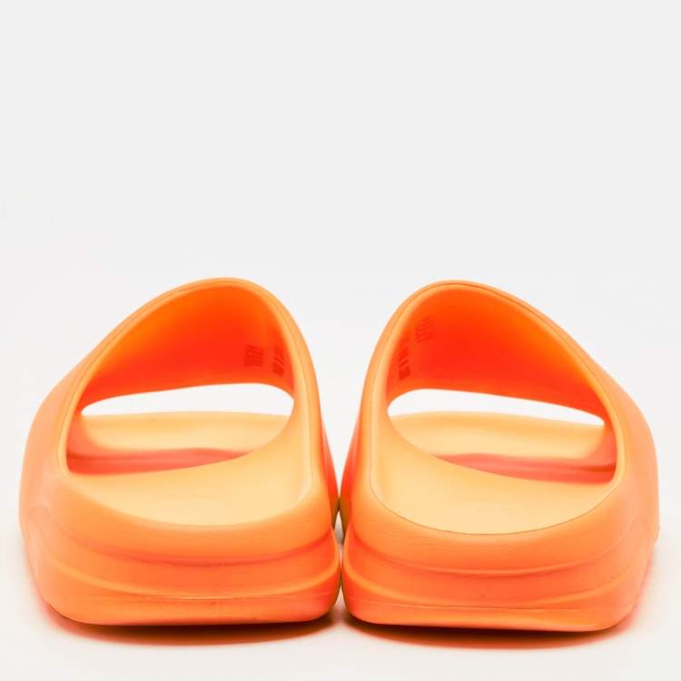 Pre Owned Yeezy x Adidas Orange Rubber Slide Sandals Size 46