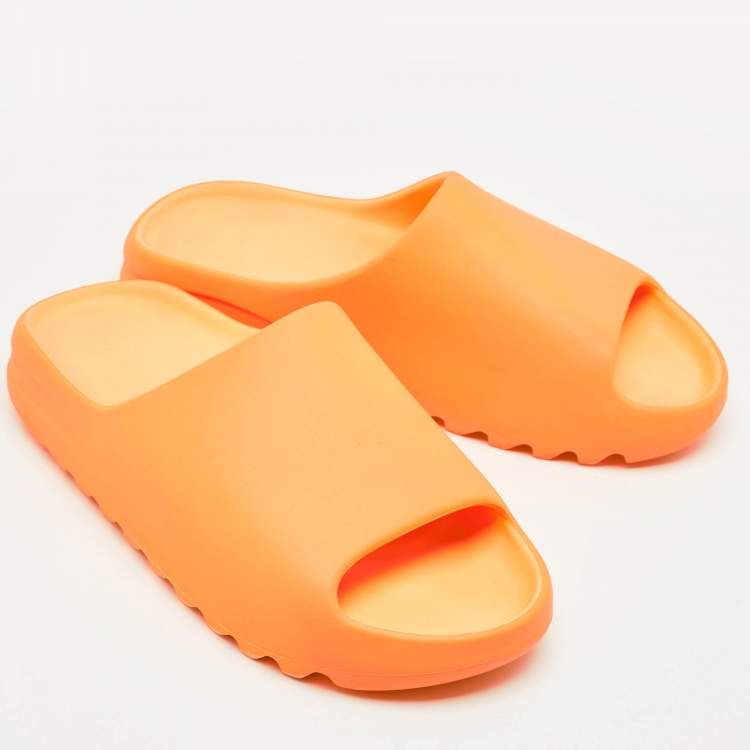 Pre Owned Yeezy x Adidas Orange Rubber Slide Sandals Size 46