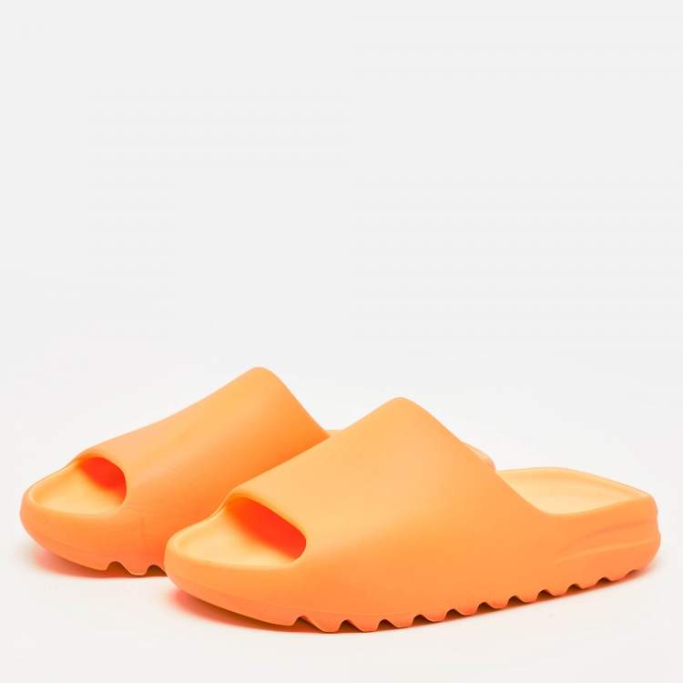 Pre Owned Yeezy x Adidas Orange Rubber Slide Sandals Size 46