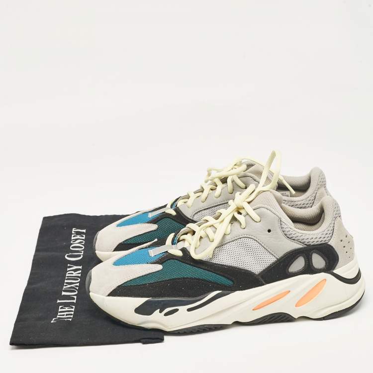 Pre Owned Yeezy x Adidas Black/Grey Suede and Mesh Boost 700 Wave Runner Sneakers Size 44.5 