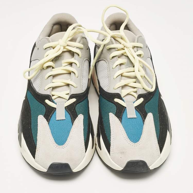 Pre Owned Yeezy x Adidas Black/Grey Suede and Mesh Boost 700 Wave Runner Sneakers Size 44.5 