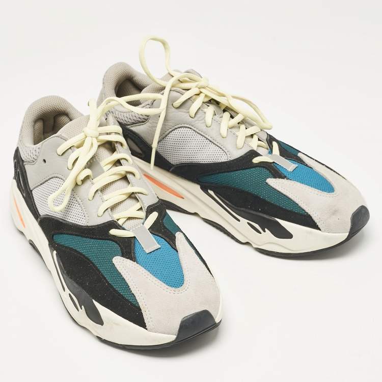 Pre Owned Yeezy x Adidas Black/Grey Suede and Mesh Boost 700 Wave Runner Sneakers Size 44.5 