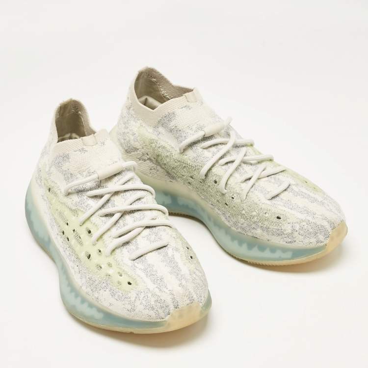 Pre Owned Yeezy x Adidas Tricolor Knit Fabric Boost 380 Alien Blue Sneakers 44 2/3