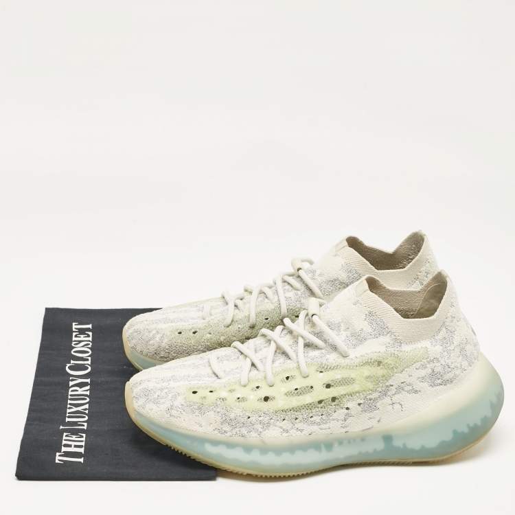 Pre Owned Yeezy x Adidas Tricolor Knit Fabric Boost 380 Alien Blue Sneakers 44 2/3