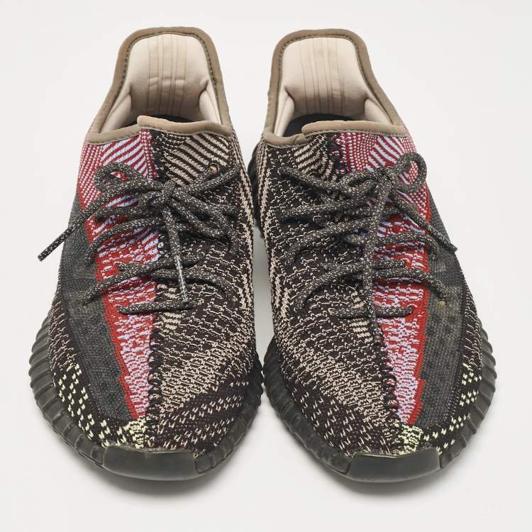 Pre Owned Yeezy x Adidas Black Knit Fabric Boost 350 V2 Yecheil Reflective Sneakers 43 1/3