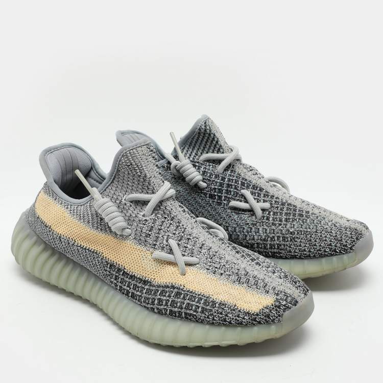 Pre Owned Yeezy x Adidas Multicolor Knit Fabric Boost 350 V2 'Ash Blue' Low Top Sneakers Size 40 2/3