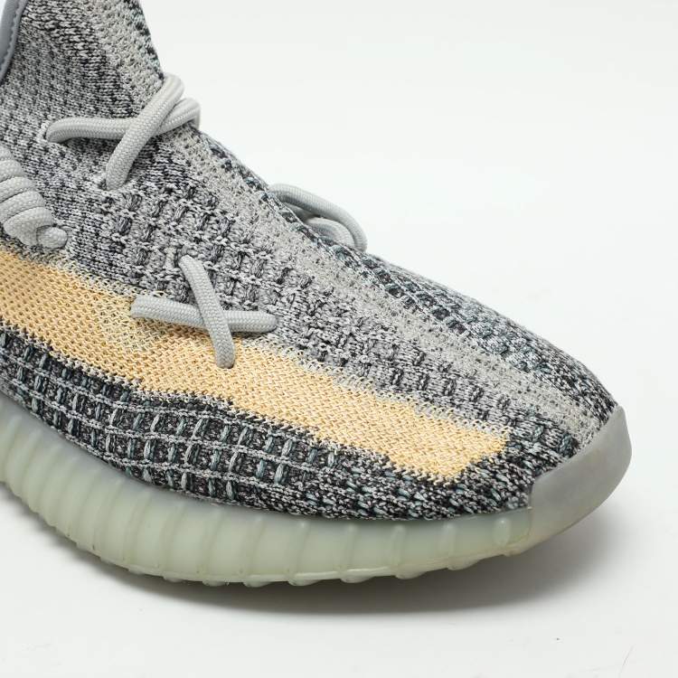 Pre Owned Yeezy x Adidas Multicolor Knit Fabric Boost 350 V2 'Ash Blue' Low Top Sneakers Size 40 2/3