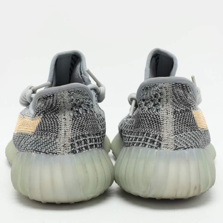Pre Owned Yeezy x Adidas Multicolor Knit Fabric Boost 350 V2 'Ash Blue' Low Top Sneakers Size 40 2/3
