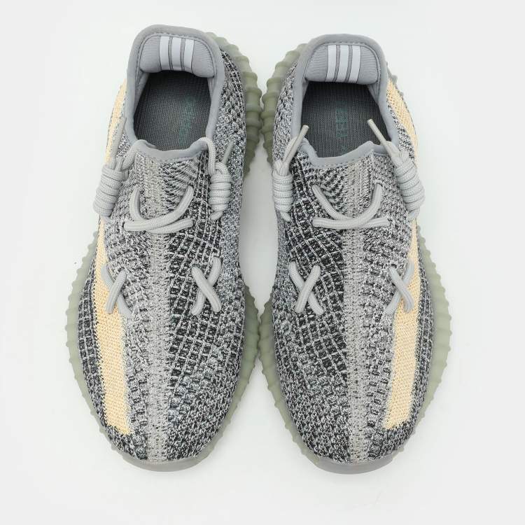 Pre Owned Yeezy x Adidas Multicolor Knit Fabric Boost 350 V2 'Ash Blue' Low Top Sneakers Size 40 2/3