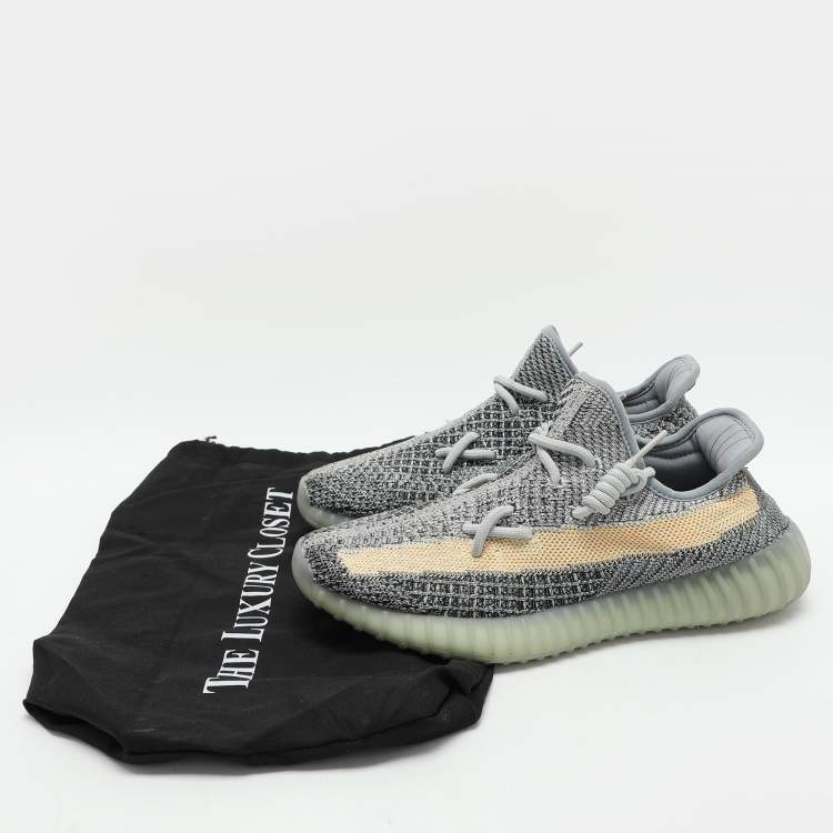 Pre Owned Yeezy x Adidas Multicolor Knit Fabric Boost 350 V2 'Ash Blue' Low Top Sneakers Size 40 2/3