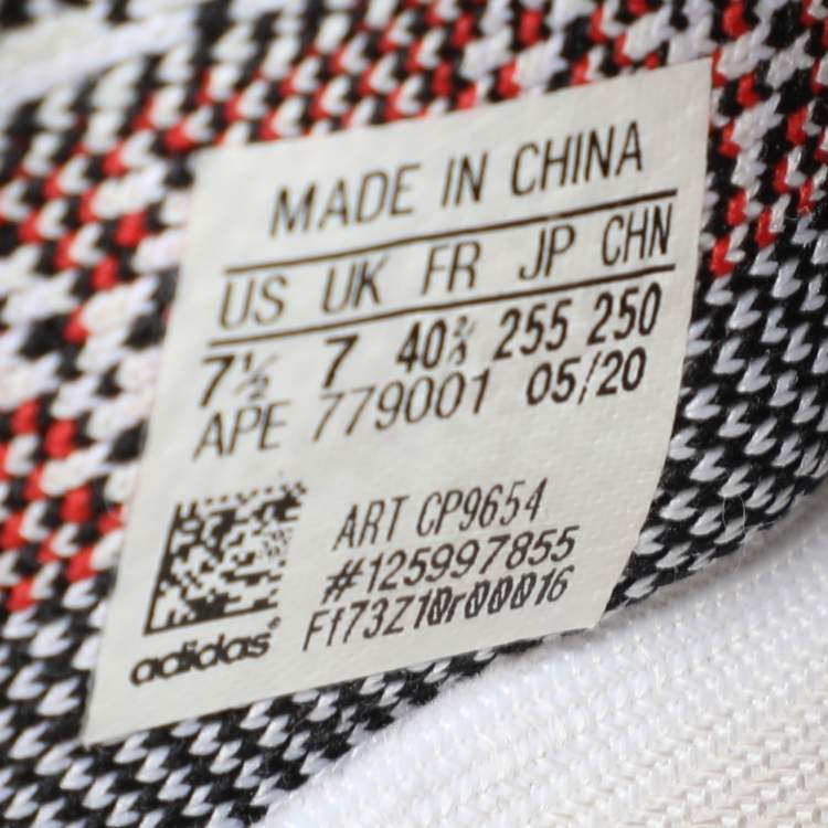 Pre Owned Yeezy x Adidas White/Black Knit Fabric Boost 350 V2 'Zebra' Low Top Sneakers Size 40 2/3