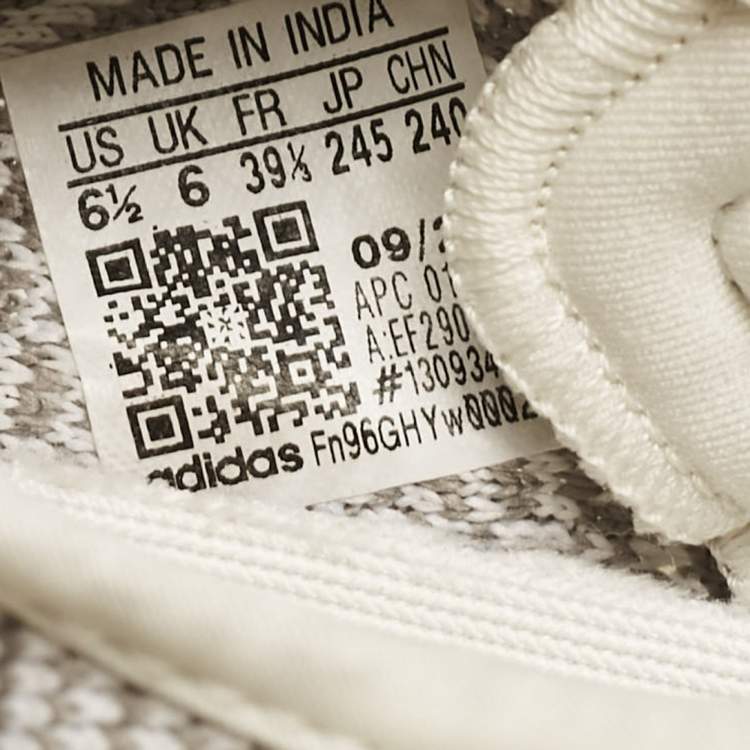 مملوكة مسبقًا Yeezy x Adidas White/Grey Knit Fabric Boost 350 V2 Static (Non-Reflective) Sneakers Size 39 1/3