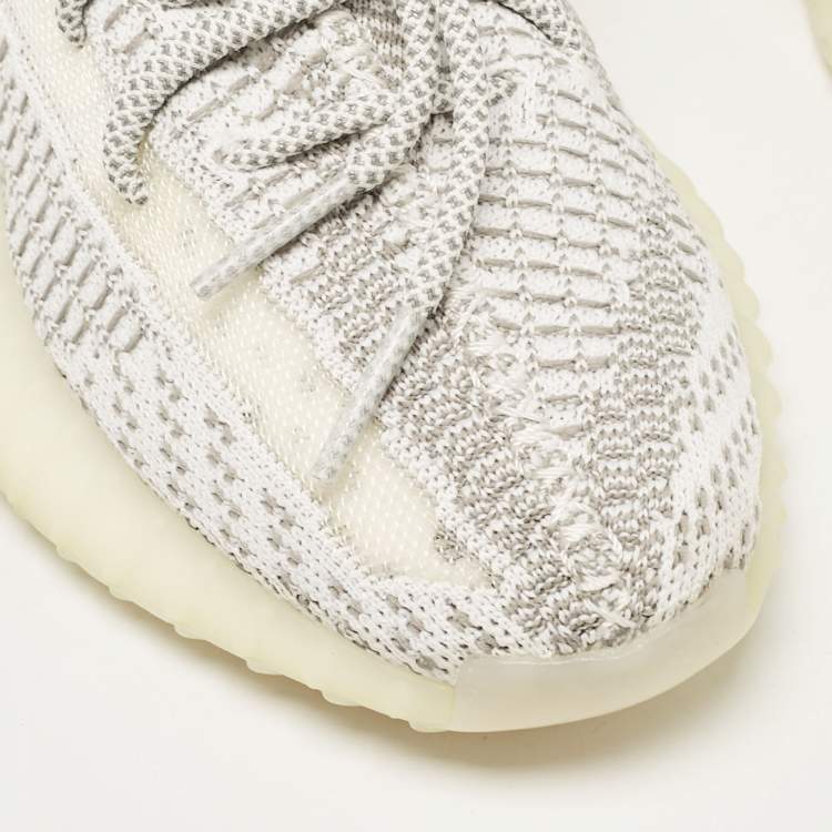 مملوكة مسبقًا Yeezy x Adidas White/Grey Knit Fabric Boost 350 V2 Static (Non-Reflective) Sneakers Size 39 1/3