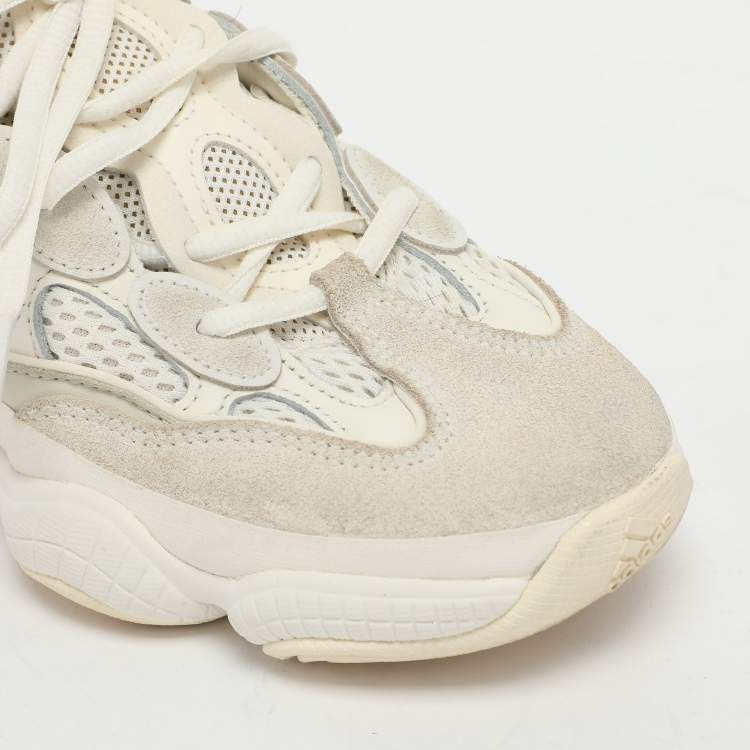 Pre Owned Yeezy x Adidas Cream Mesh and Suede Yeezy 500 'Bone White' Low Top Sneakers Size 36