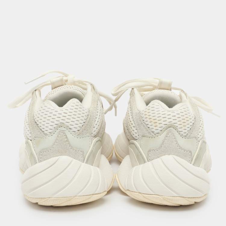 Pre Owned Yeezy x Adidas Cream Mesh and Suede Yeezy 500 'Bone White' Low Top Sneakers Size 36