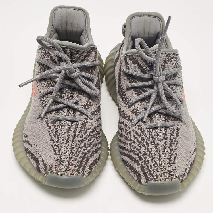 مملوكة مسبقًا Yeezy x Adidas Grey Knit Fabric Boost 350 V2 Beluga Sneakers Size 37 1/3