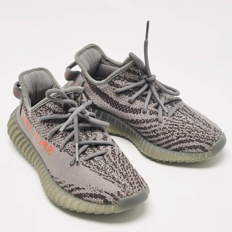 مملوكة مسبقًا Yeezy x Adidas Grey Knit Fabric Boost 350 V2 Beluga Sneakers Size 37 1/3