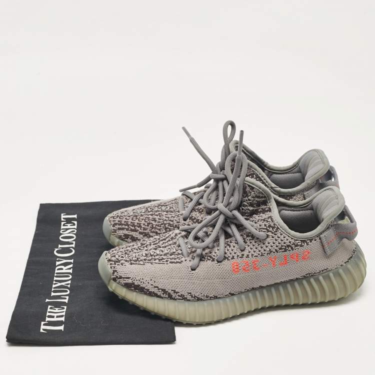مملوكة مسبقًا Yeezy x Adidas Grey Knit Fabric Boost 350 V2 Beluga Sneakers Size 37 1/3